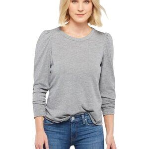 Chaser Puff Long Sleeve Top Size Medium Crewneck Polyester Blend Gray Minimalist